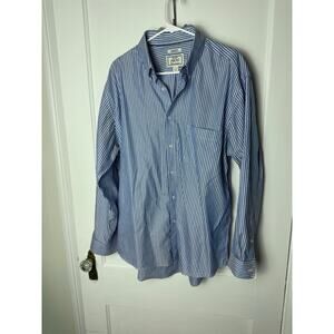Jos. A. Bank 1905 Non-Iron Tailored Fit Blue Striped Dress Shirt Size 17.5